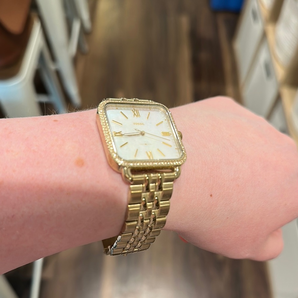 Fossil | Gold Square Watch with Mother of Pearl Dial